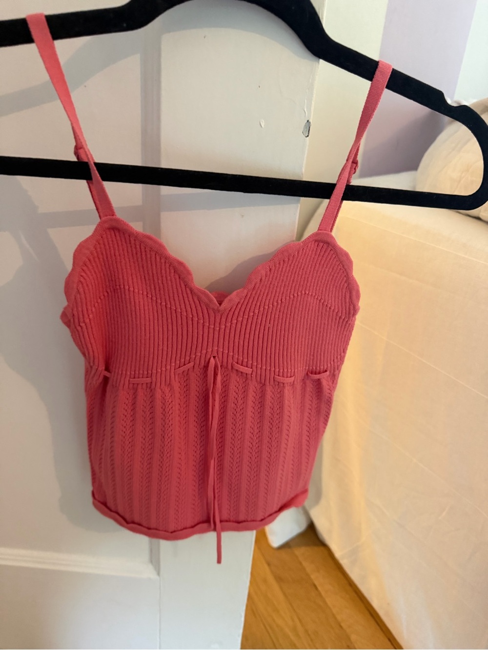 Pink Knit Scallop Aritzia Top